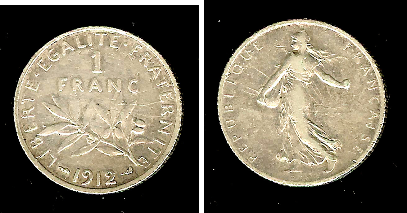 1 franc Semesue 1912 VF